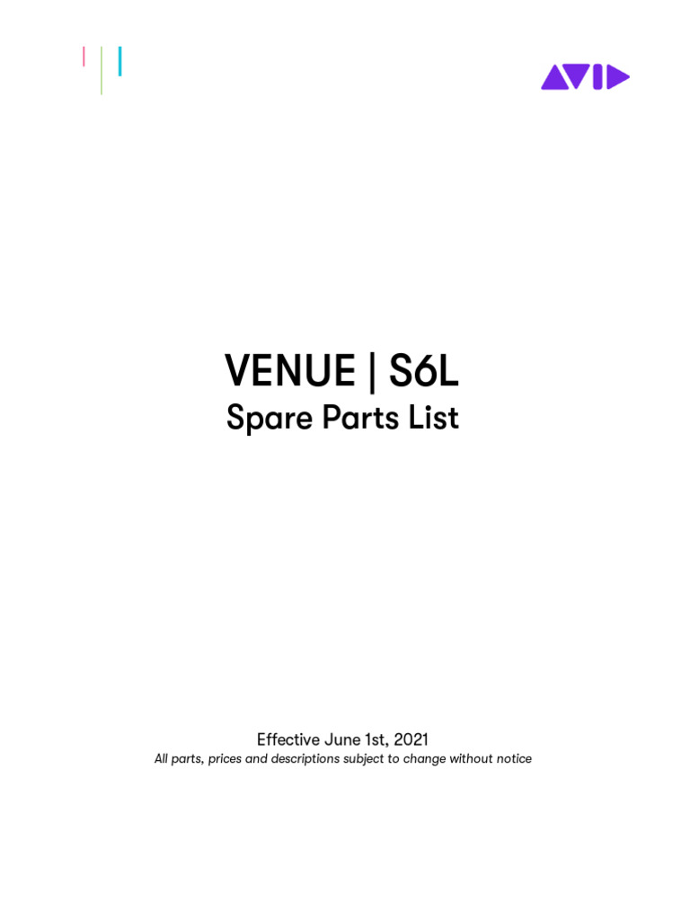 S6L Spare Parts List and Options | PDF | Physical Layer Protocols ...