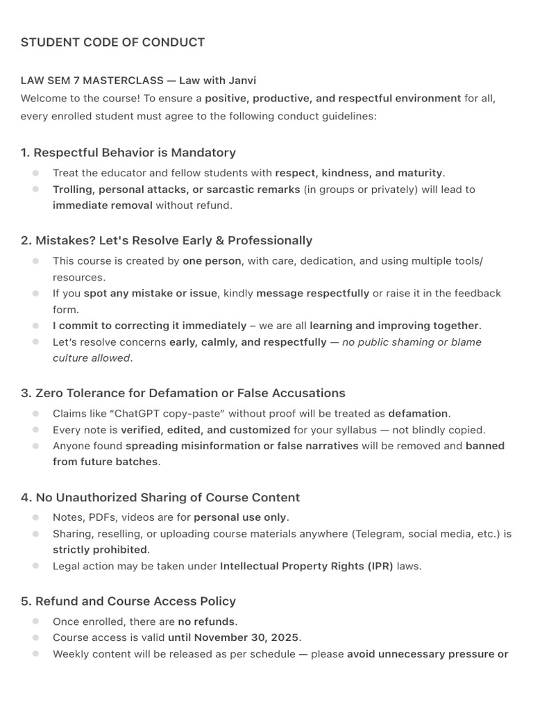 Student Code of Conduct | PDF