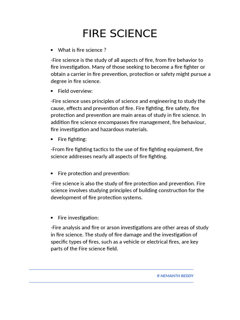 Fire Science | PDF