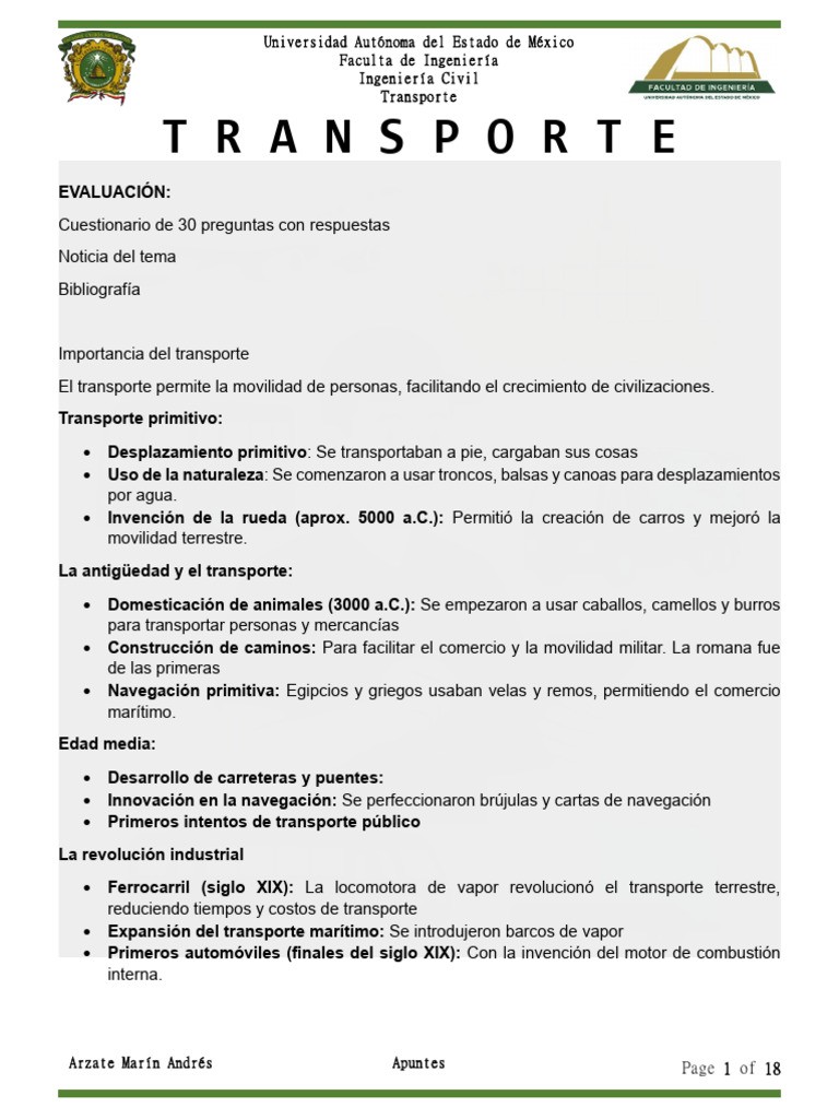 Evolución y Impacto del Transporte en México | PDF | Transporte | La ...