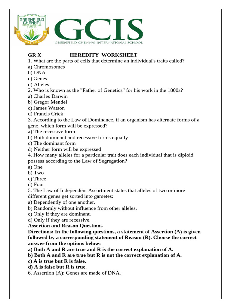 2507241438561165_Gr10HeredityWorksheet (1) | PDF