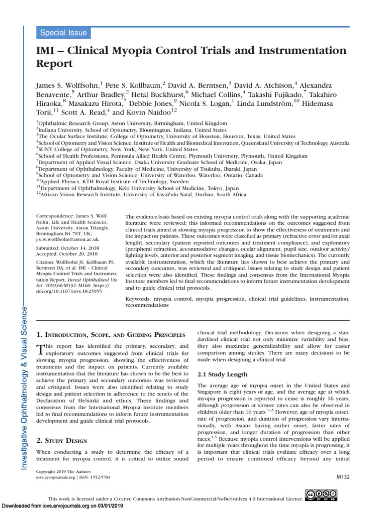 Myopia Control Trials and Instrumentation Report | PDF | Myopia | Glasses