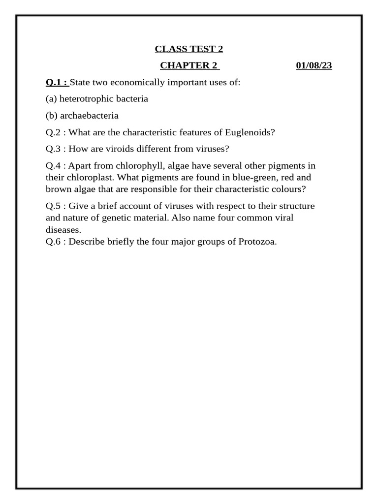Class Test 2 Class 11 | PDF