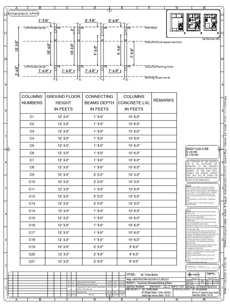 13.2_2 Ground Floor Columns Lvl Details R-03 11.11.2025 Sheet 2 of 2 | PDF