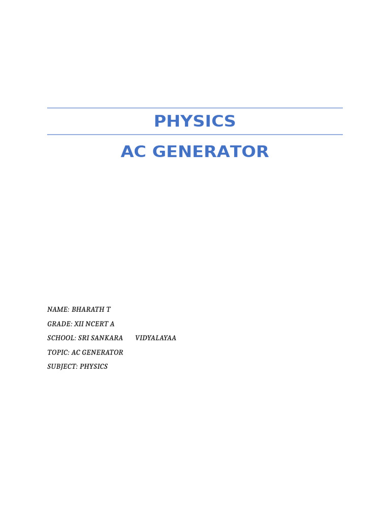 AC Generator: Working and Applications | PDF | Electromagnetic ...