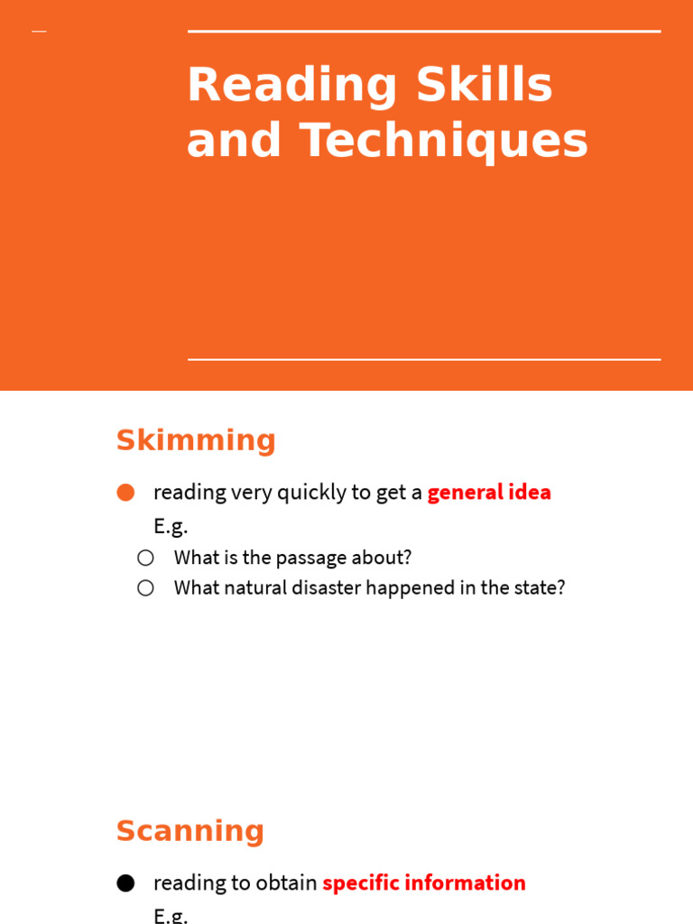 Essential Reading Skills and Techniques | PDF | Cognition | Cognitive ...