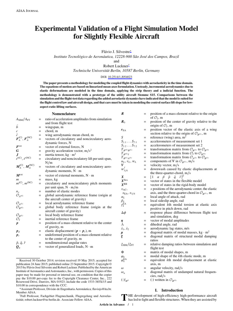 Flight Dynamics Model for Flexible Aircraft | PDF | Aerodynamics ...