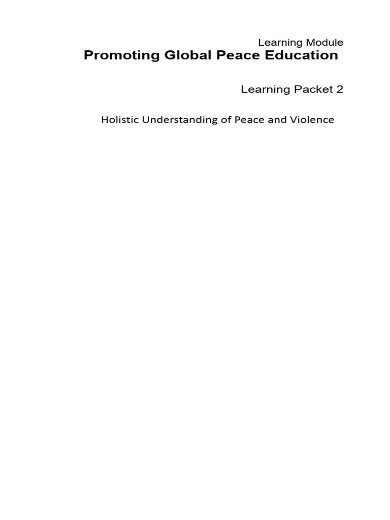 Holistic Peace and Violence Education | PDF | Peace | Violence