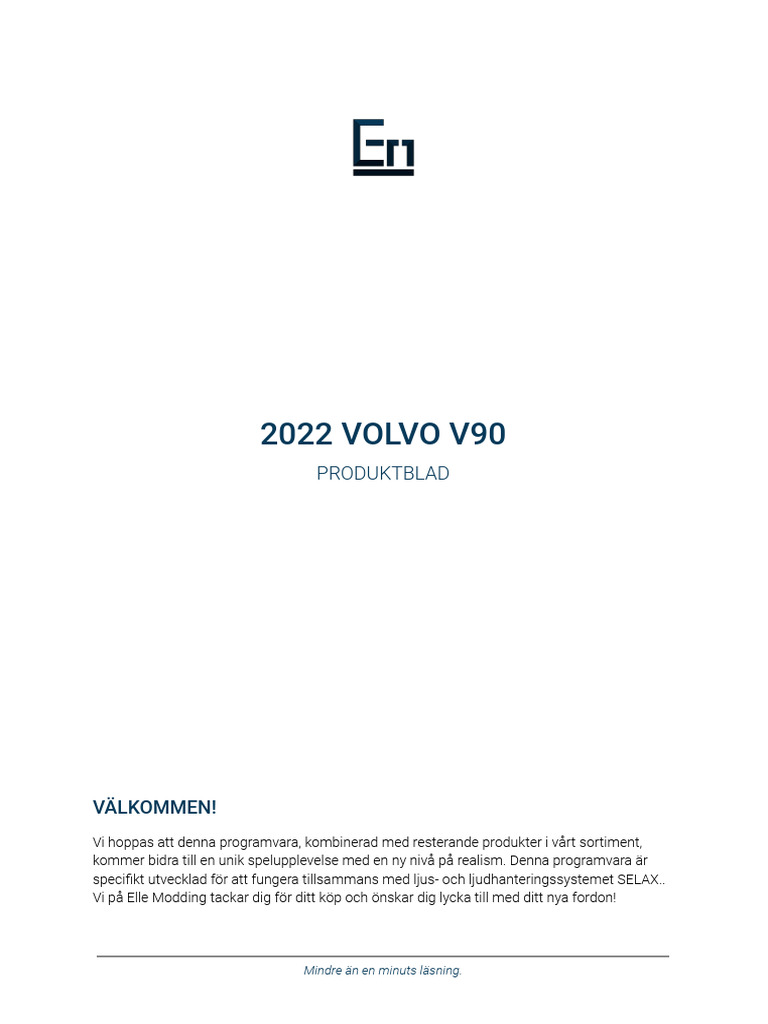 2022 Volvo V90 Produktblad | PDF