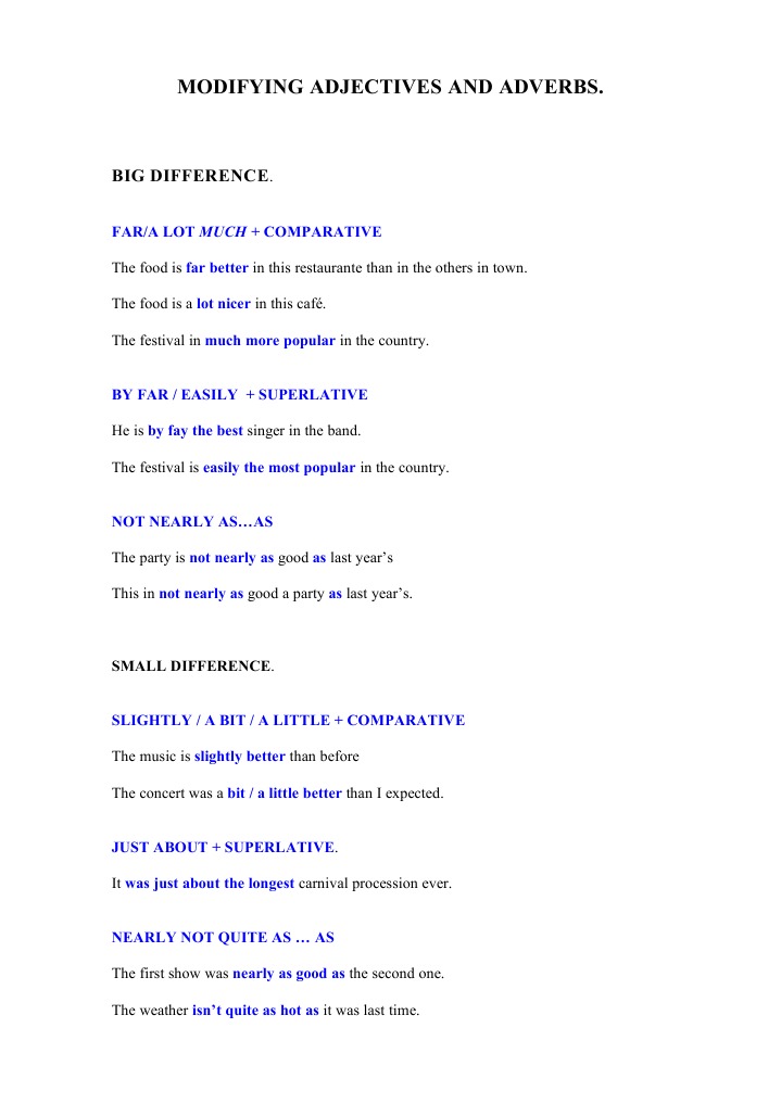 English Comparison Modifiers Guide | PDF