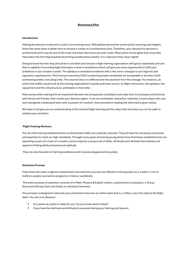 Steps to Become a Pilot with IndiGo | PDF | Aircraft | Aviation