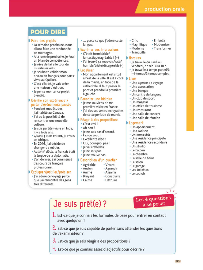 Les Phrases Pour Production Orale | PDF