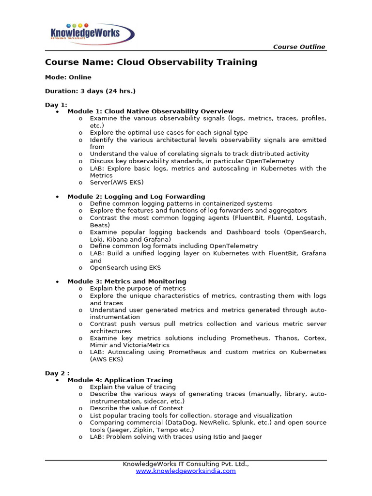 Cloud Observability Training Course Outline | PDF | Cloud Computing ...
