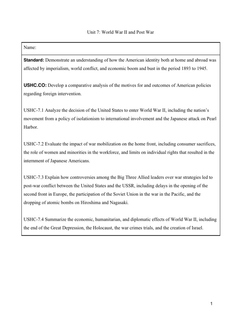 Unit 7 Content Book | PDF