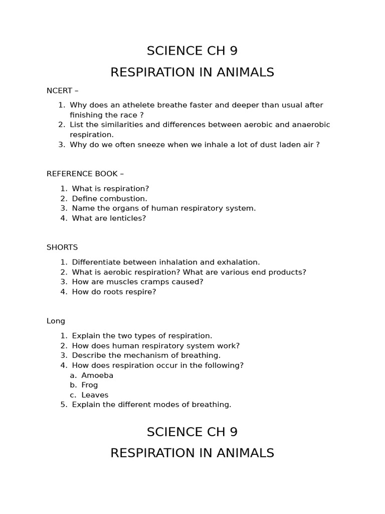 Science CH 9 | PDF | Breathing | Respiratory System