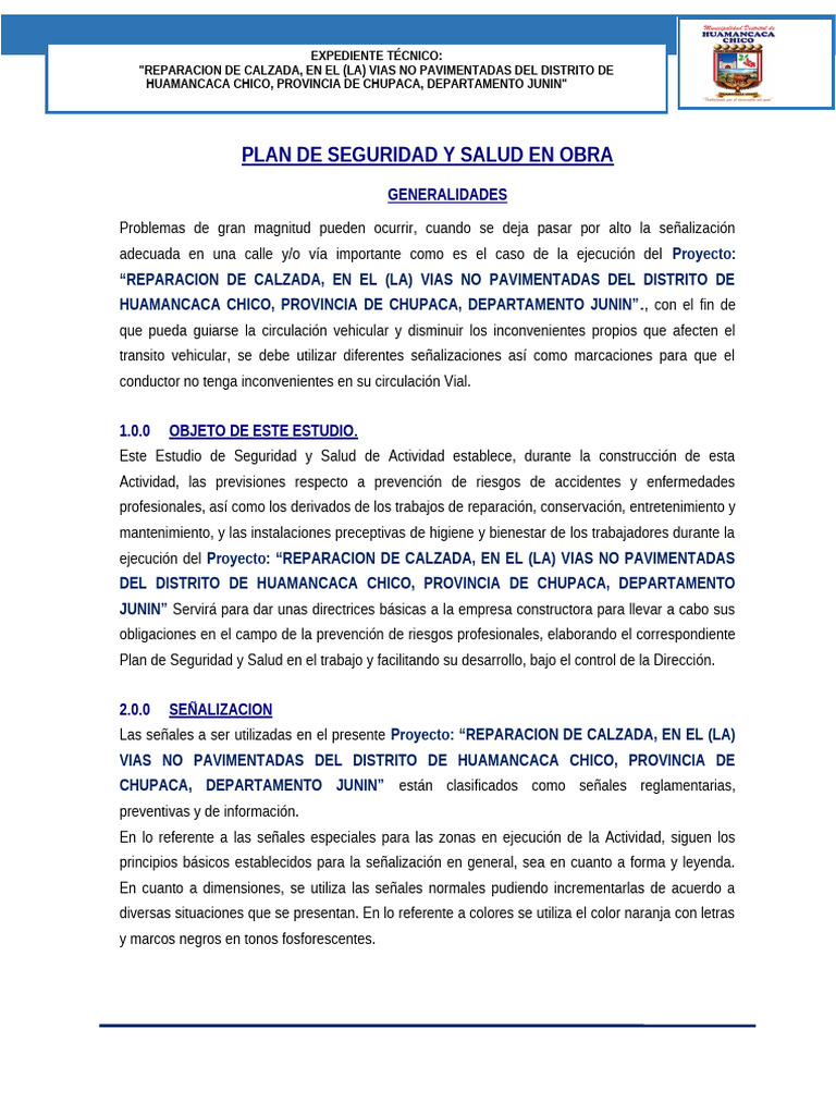 ANEXO Plan de Seguridad y Salud de Obra HCCH | PDF | Seguridad y salud ...