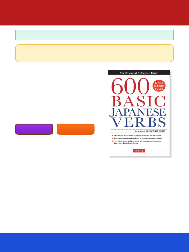 600 Basic Japanese Verbs 1st Edition Hiro Japanese Center Ebook Direct ...