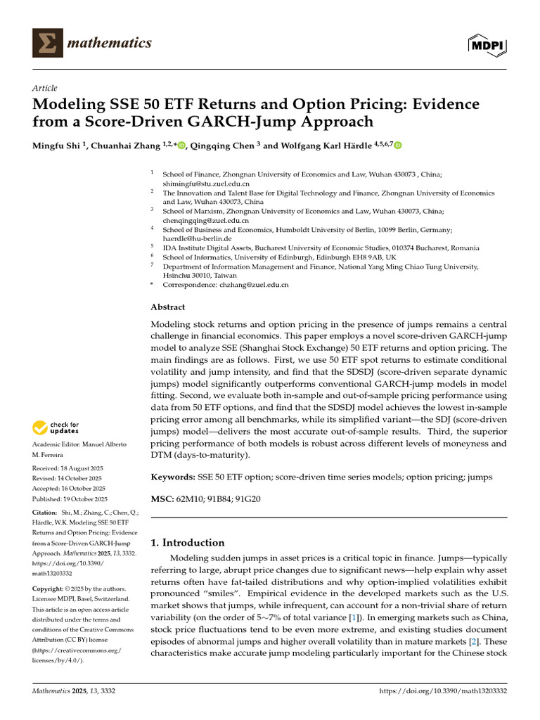 Modeling SSE 50 ETF Returns and Option Pricing Evi | PDF | Option ...