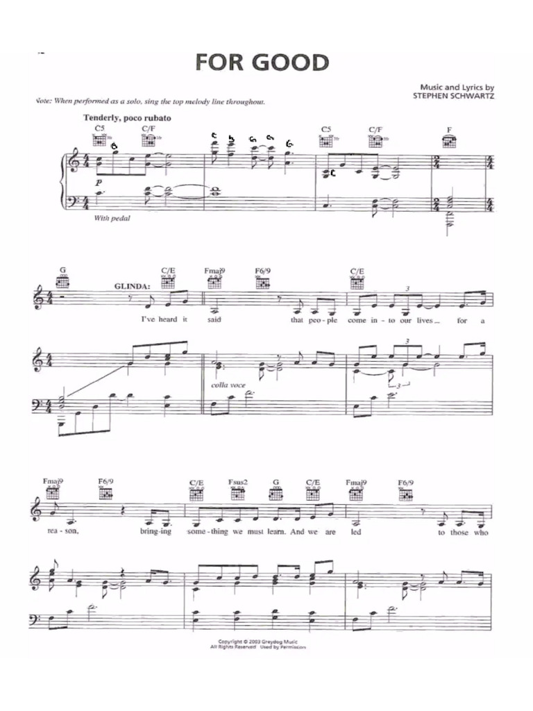 For Good PianoSheet | PDF