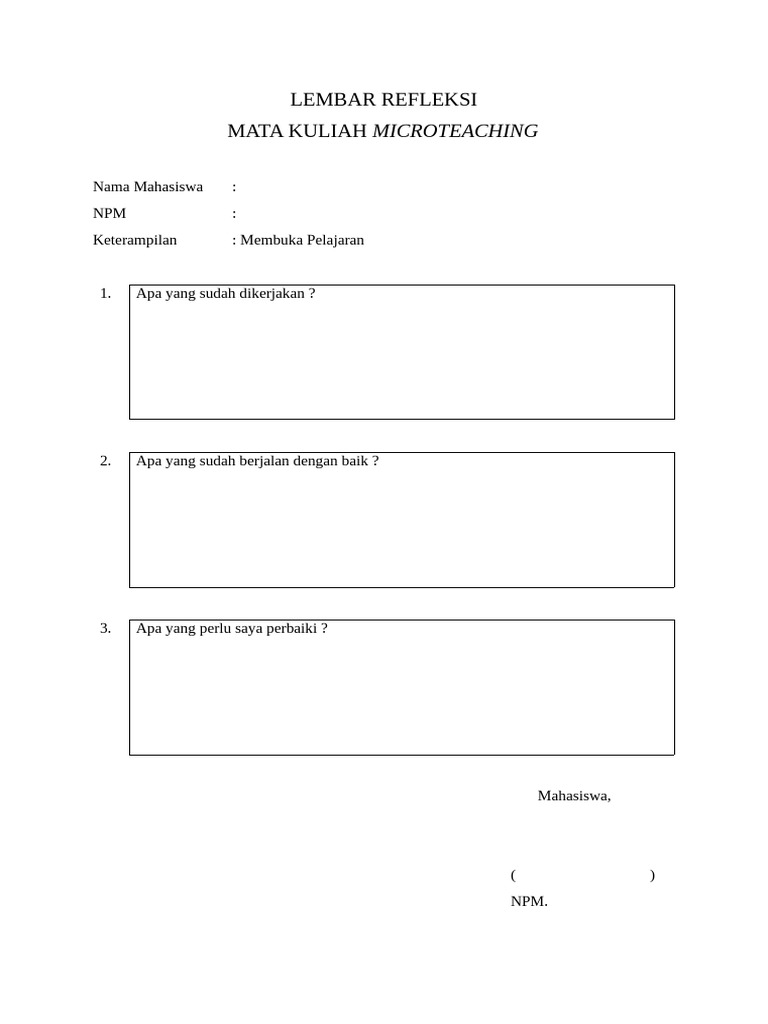 Refleksi Keterampilan Microteaching | PDF