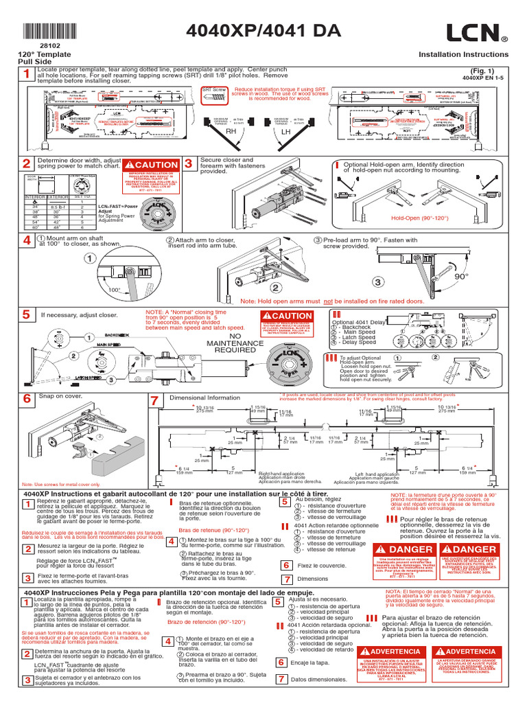 Instructions d'installation 4040XP/4041 DA | PDF | Vis de fixation ...