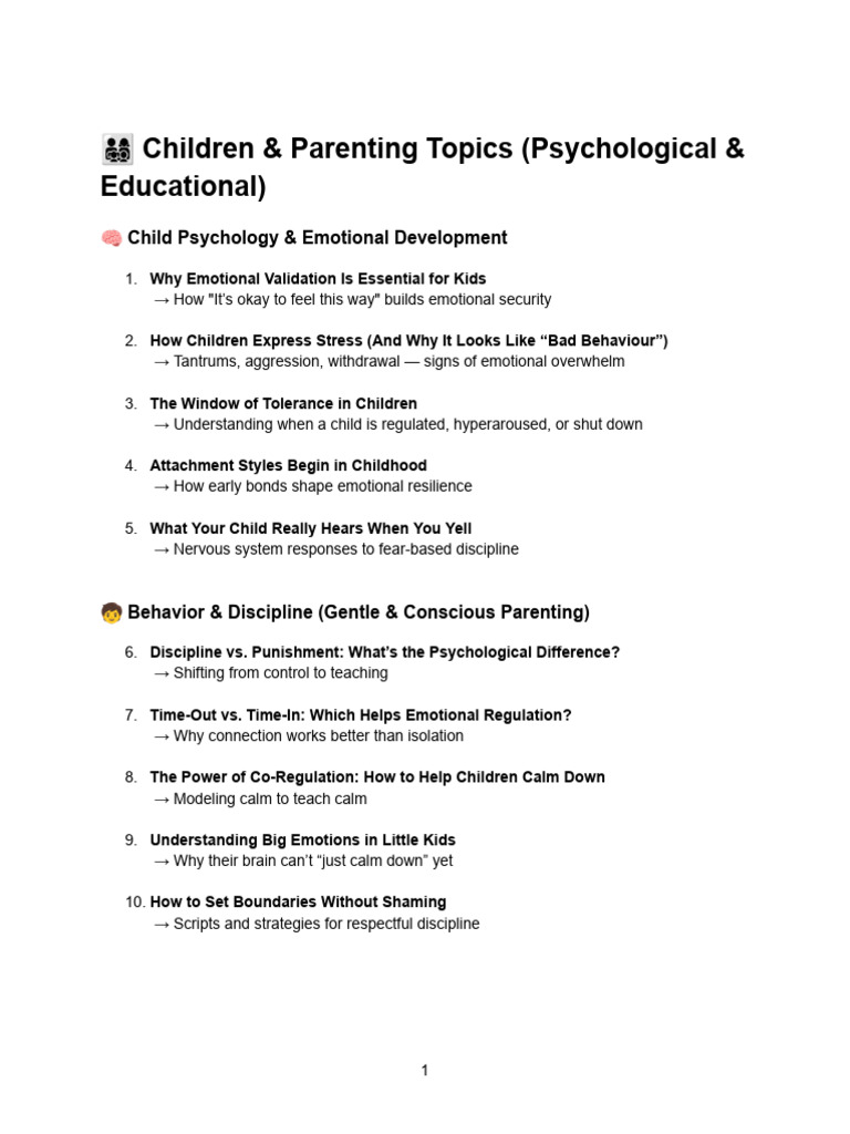 Children & Parenting Topics (Psychological & Educational) | PDF ...