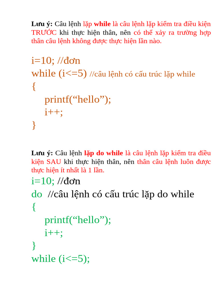 Lưu Ý While, Do While | PDF