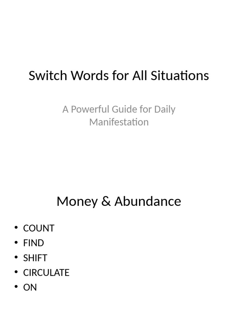 Switchwords All Situations PPT | PDF