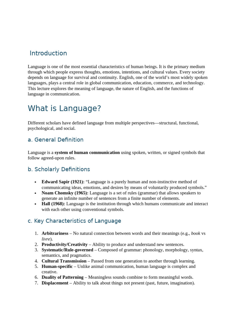 Understanding Language and English Functions | PDF | English Language ...