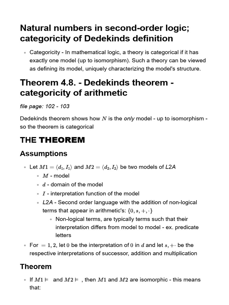 Natural Numbers in Second-Order Logic Categoricity of Dedekinds ...