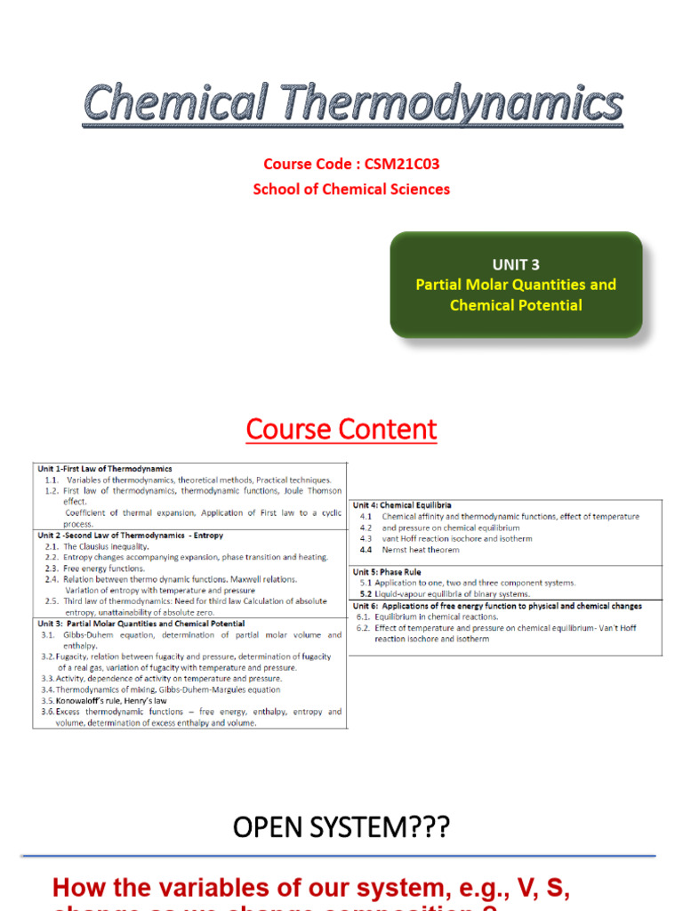 Partial Molar Quantities & Chemical Potential | PDF | Gibbs Free Energy ...