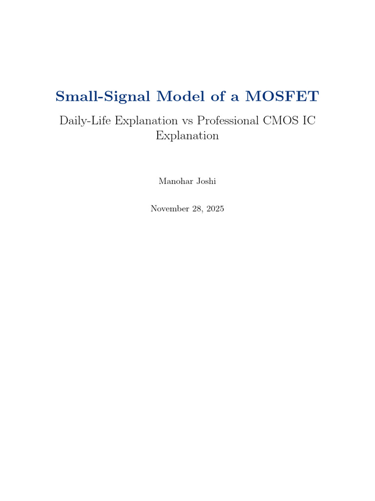 Small Signal Model of a MOSFET | PDF | Mosfet | Field Effect Transistor