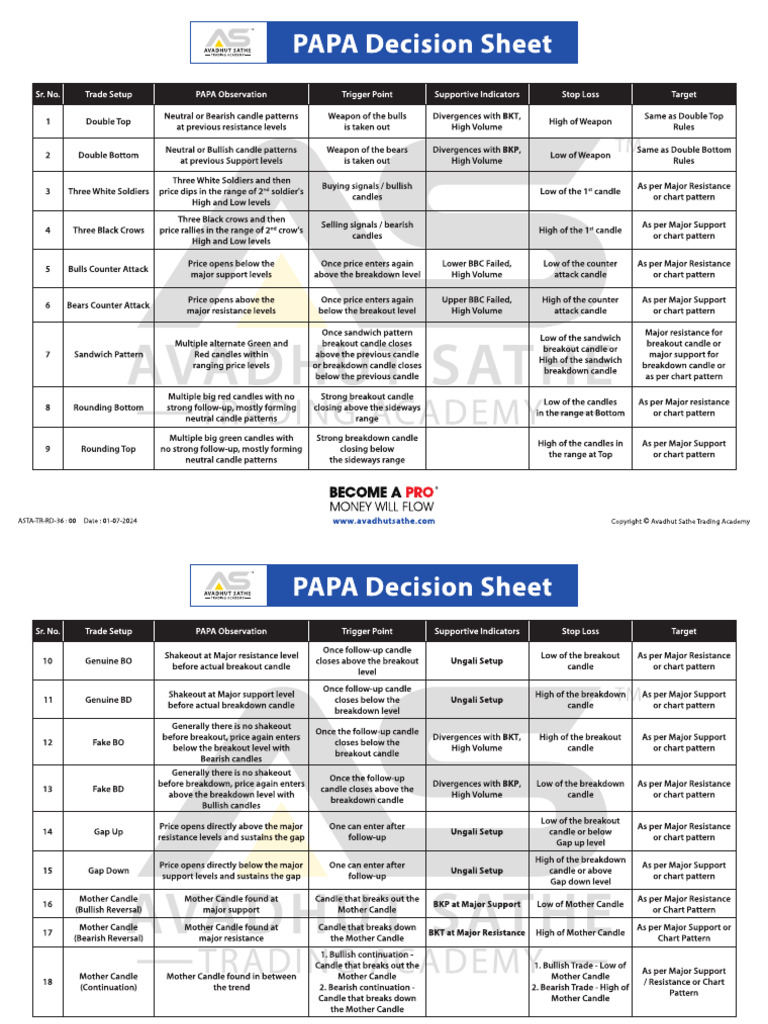 PAPA Decision Sheet (Checklist) (English - Hindi) | PDF