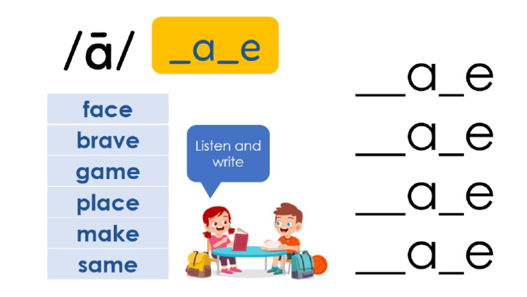 Long A Vowel A - e Spelling | PDF