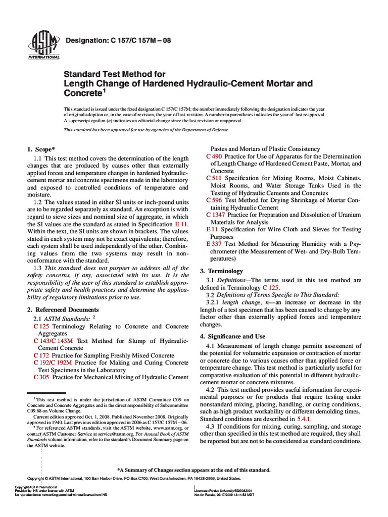 Length Change Test for Cement Mortar | PDF | Concrete | Materials