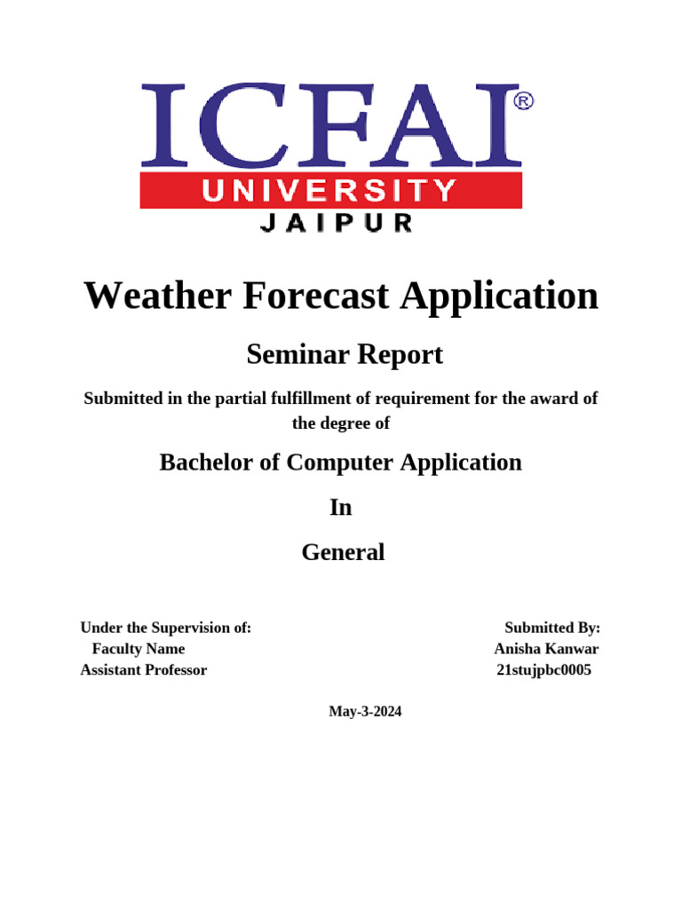 Weather Forecast Application Report | PDF | Unified Modeling Language ...