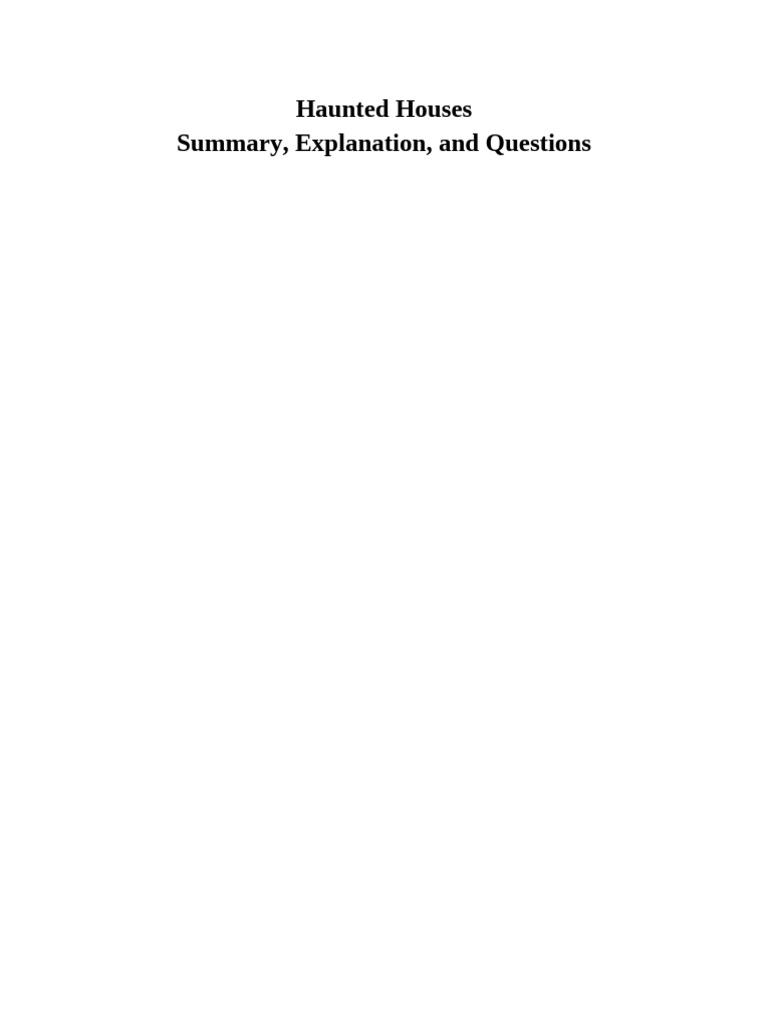 Haunted Houses Formatted | PDF