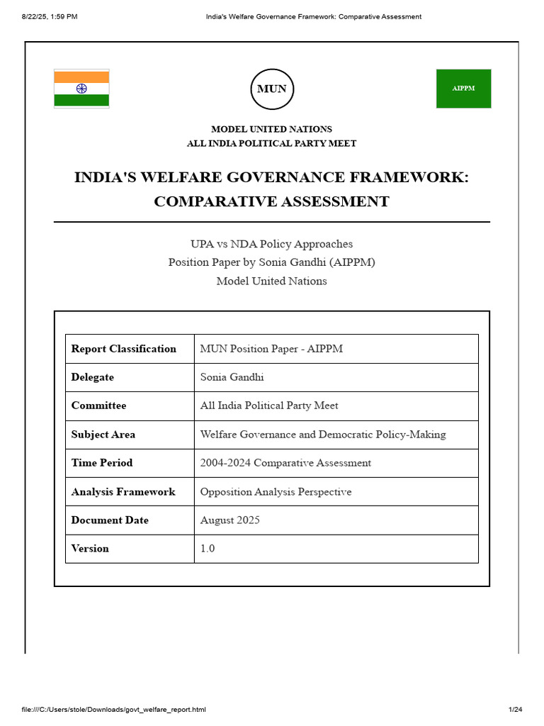 Comparative Analysis of India's Welfare Policies | PDF | Governance ...