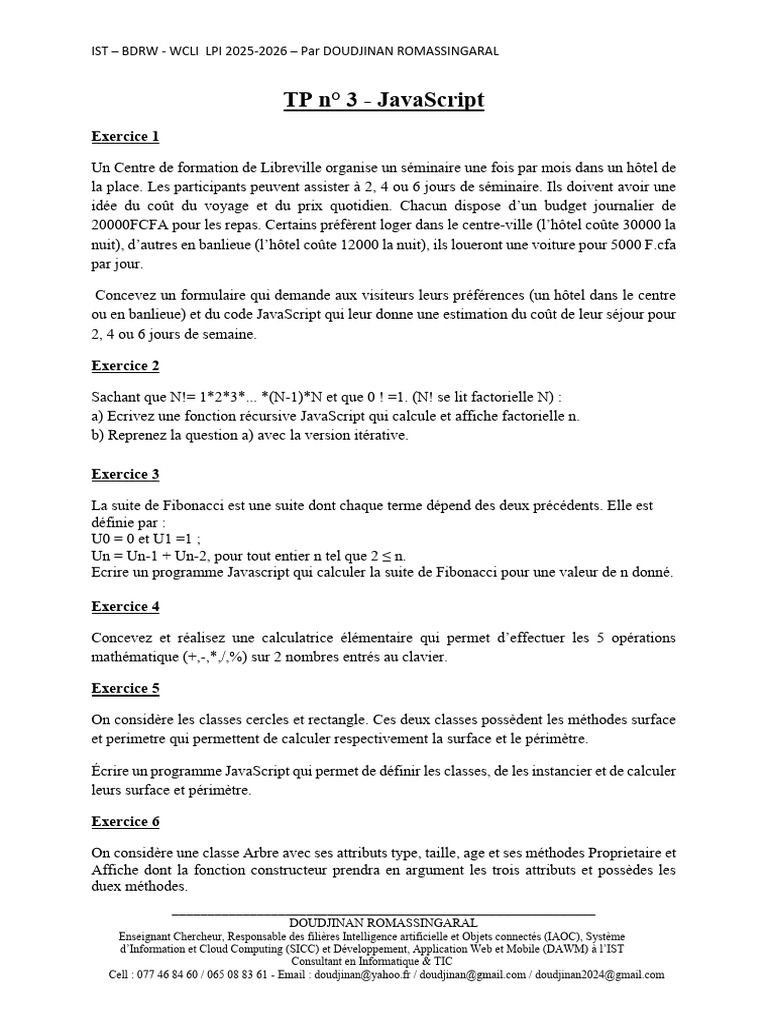 Exercices JavaScript pour débutants | PDF | JavaScript | Informatique