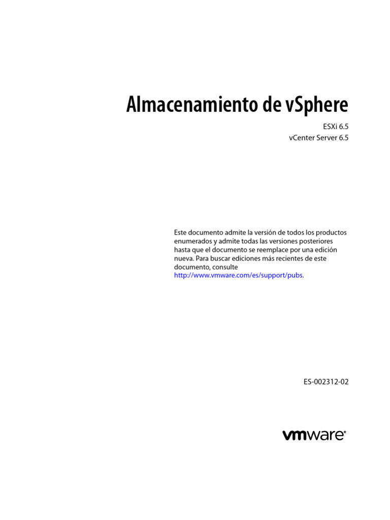 Guía de Almacenamiento en vSphere 6.5 | PDF | Red de computadoras | V Mware