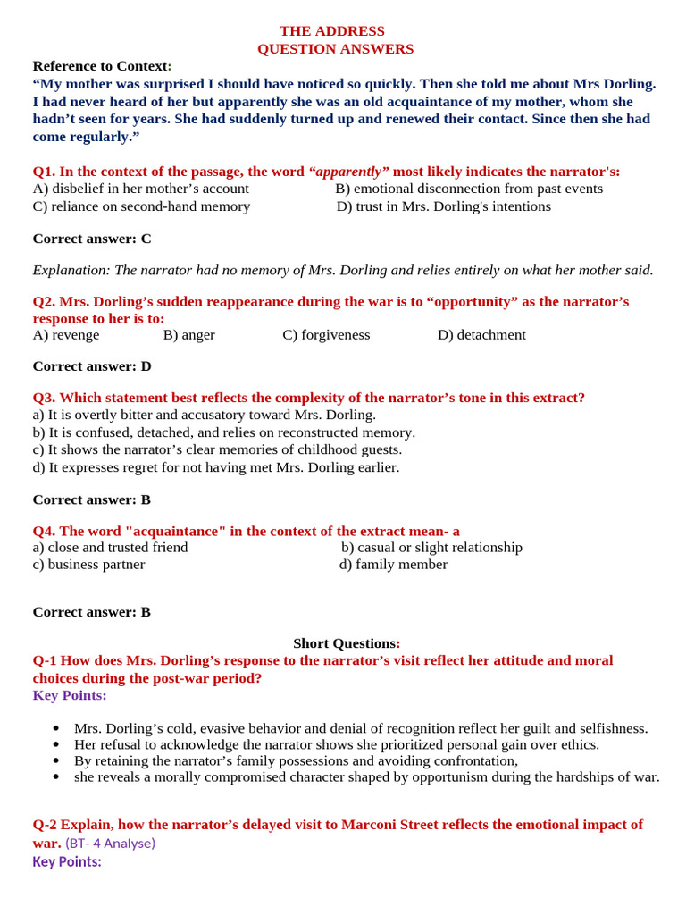 QA_ the Address_ 25-26 | PDF | Psychology | Psychological Concepts
