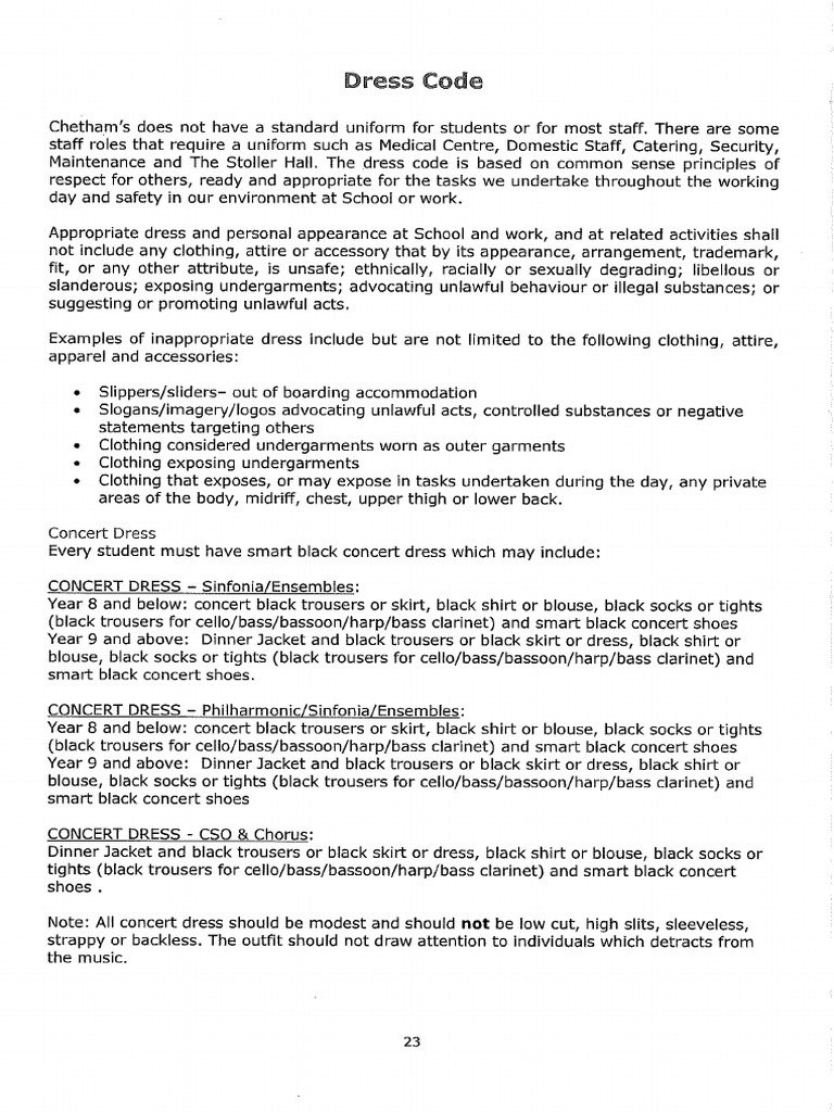 Dress Code Chets A To Z | PDF