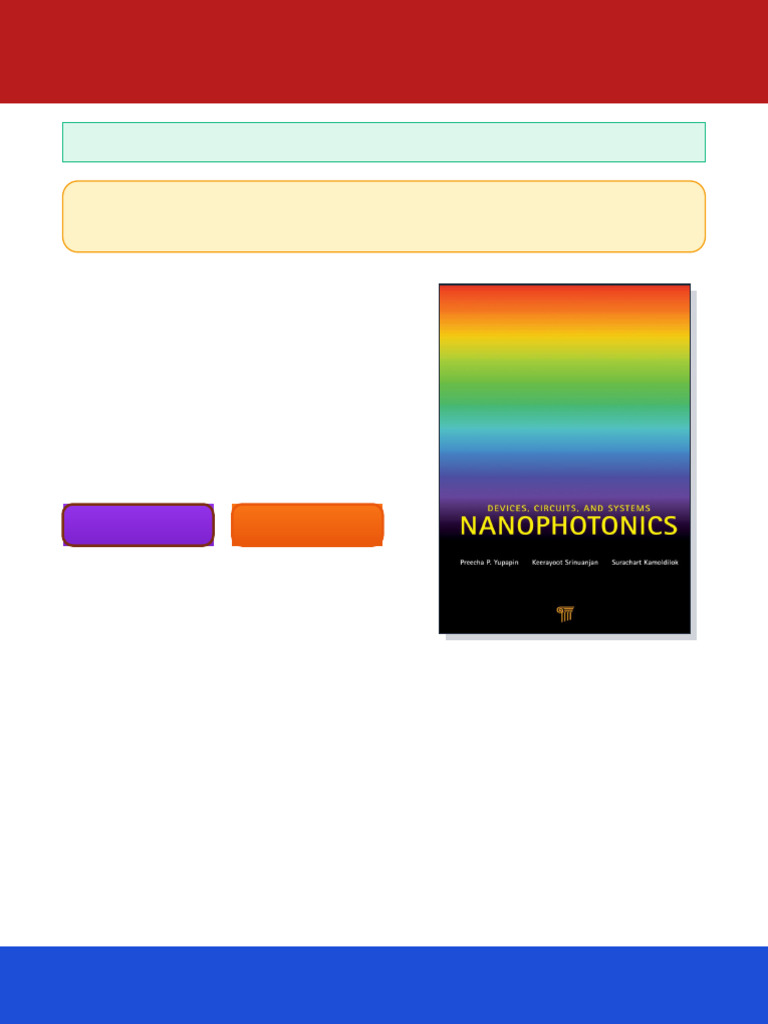 Nanophotonics Devices Circuits and Systems 1st Edition Preecha Yupapin ...