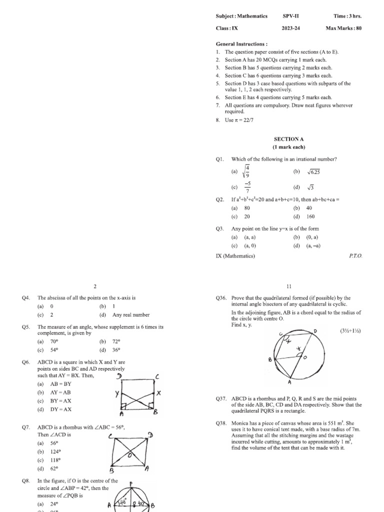 Class 9 - Maths | PDF