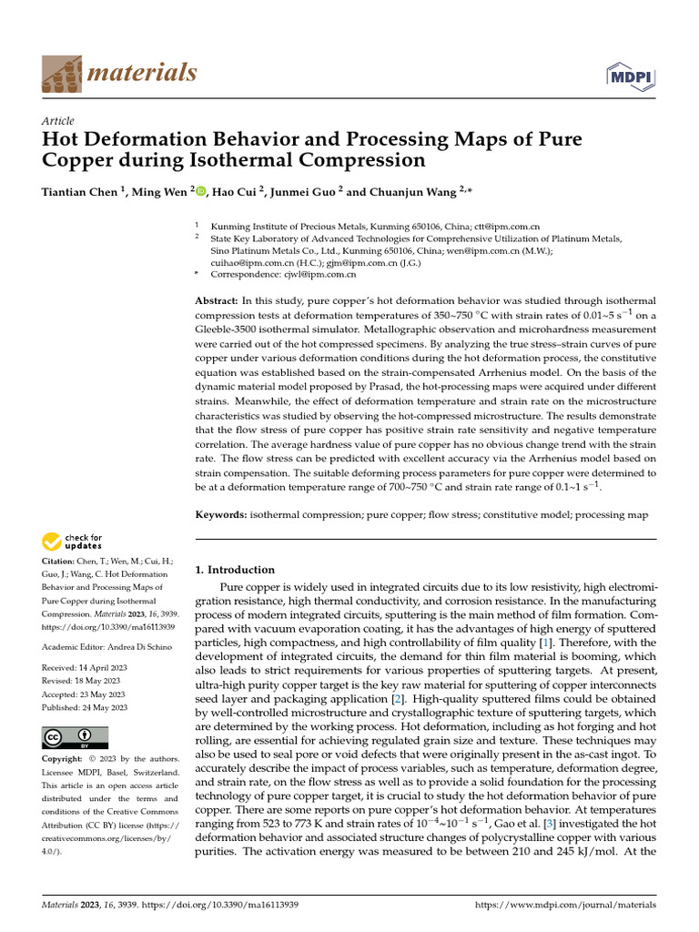 Hot Deformation Behavior and Processing Maps of Pure | PDF ...