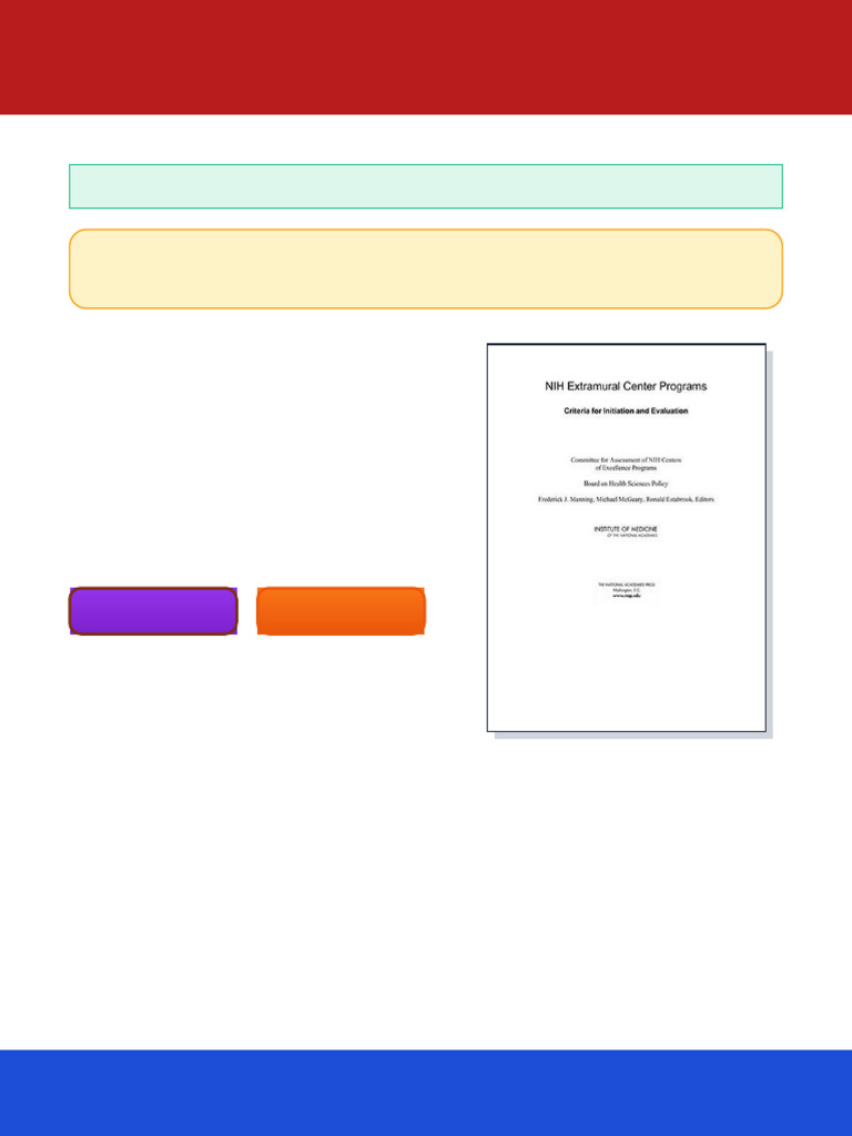 NIH Extramural Center Programs Criteria for Initiation and Evaluation ...