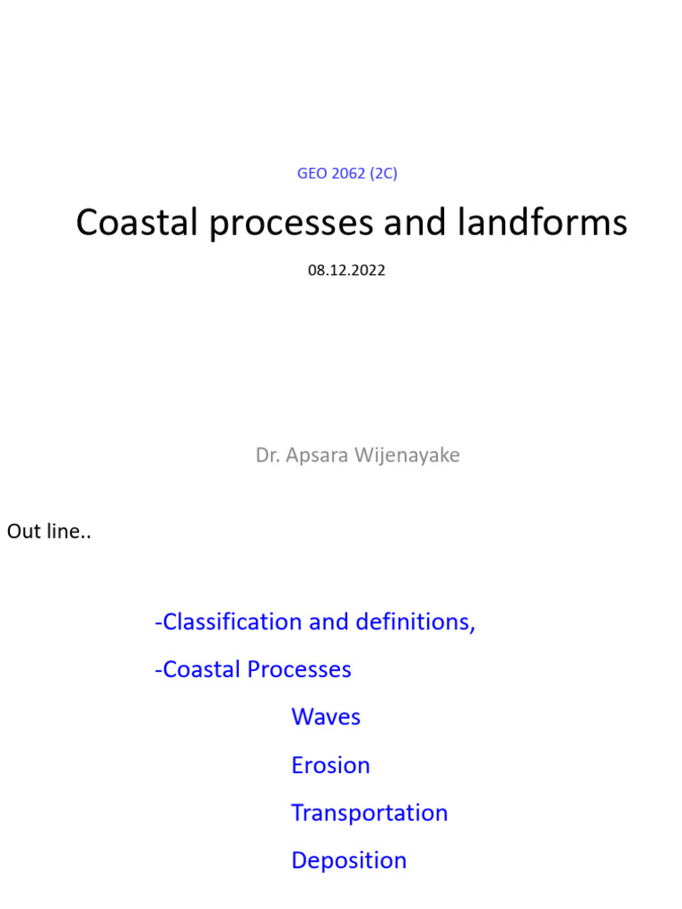 Coastal Processes and Landforms - Lecture Note 02 | PDF | Coast | Beach