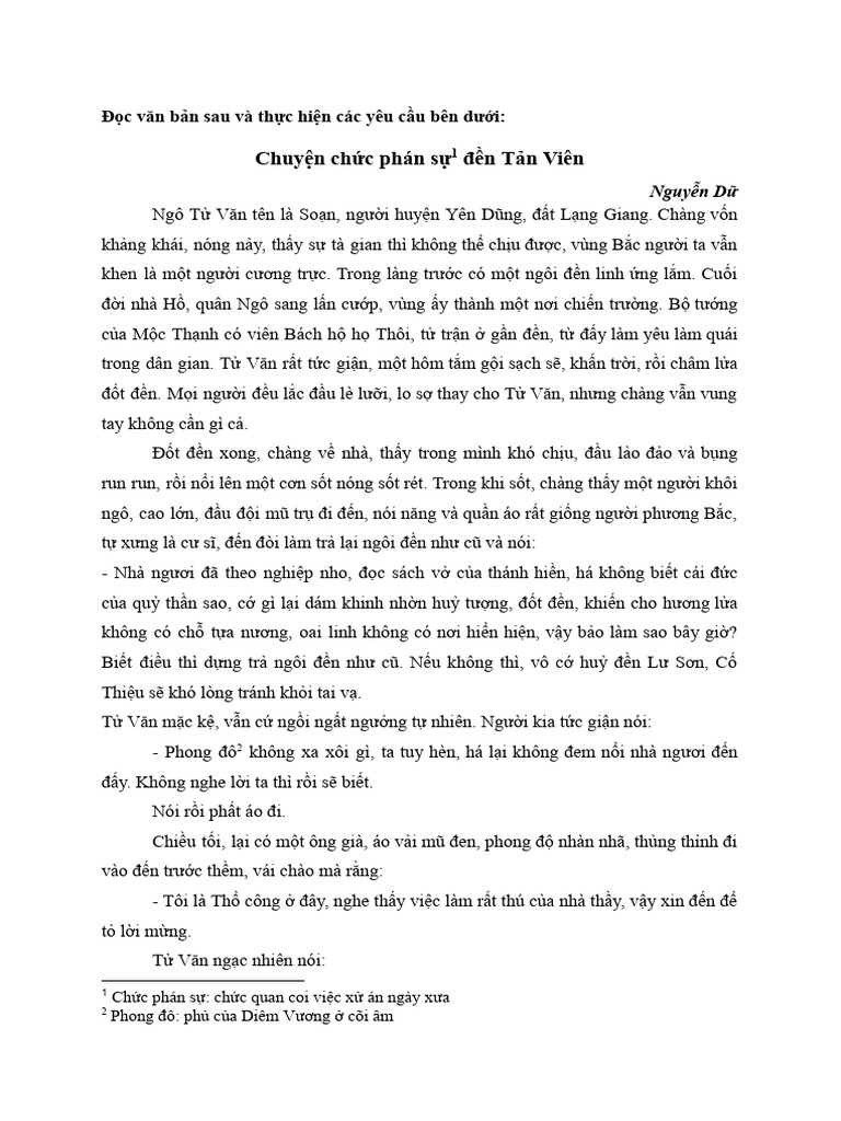 Đọc Hiểu Truyện Truyền Kì | PDF