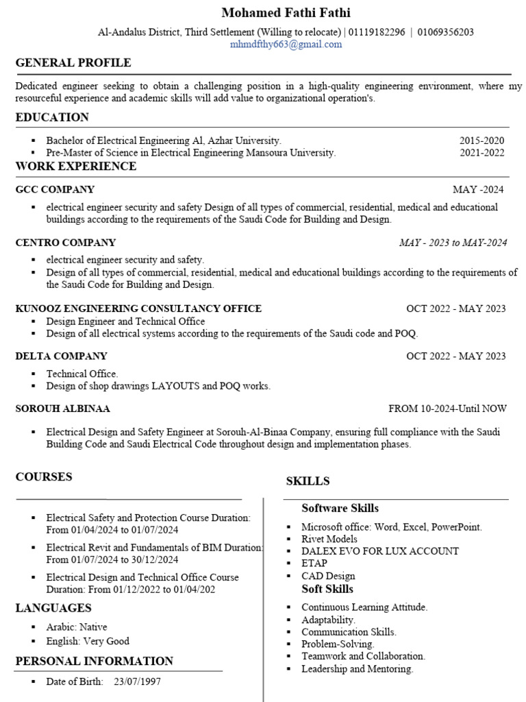 Electrical Engineer Resume Overview | PDF