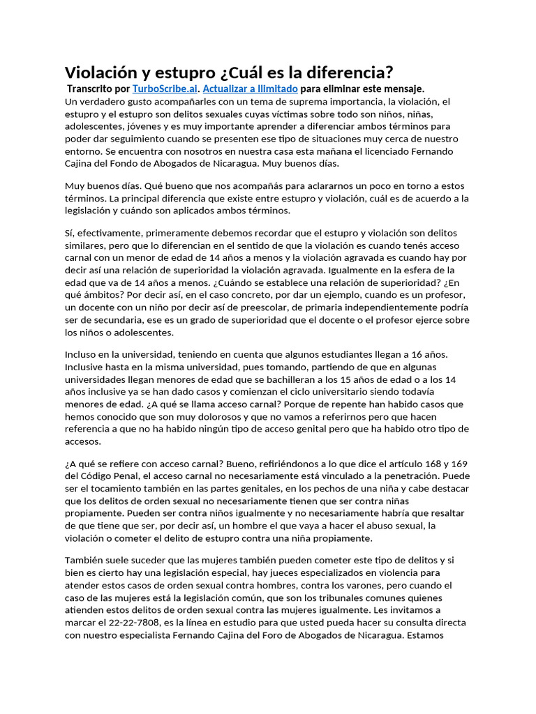 Diferencias entre violación y estupro | PDF | Violación | Sexo y la ley